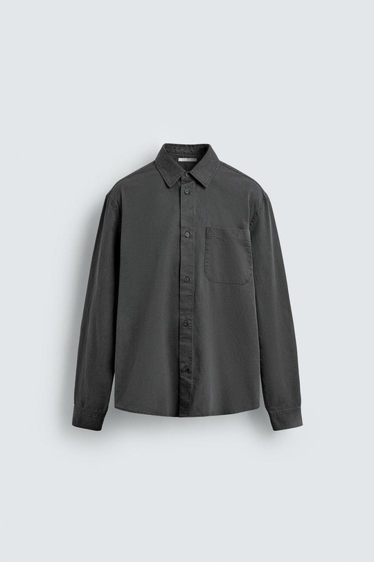 ZARA РУБАШКА ИЗ ТВИЛА, АНТРАЦИТОВО-СЕРЫЙ