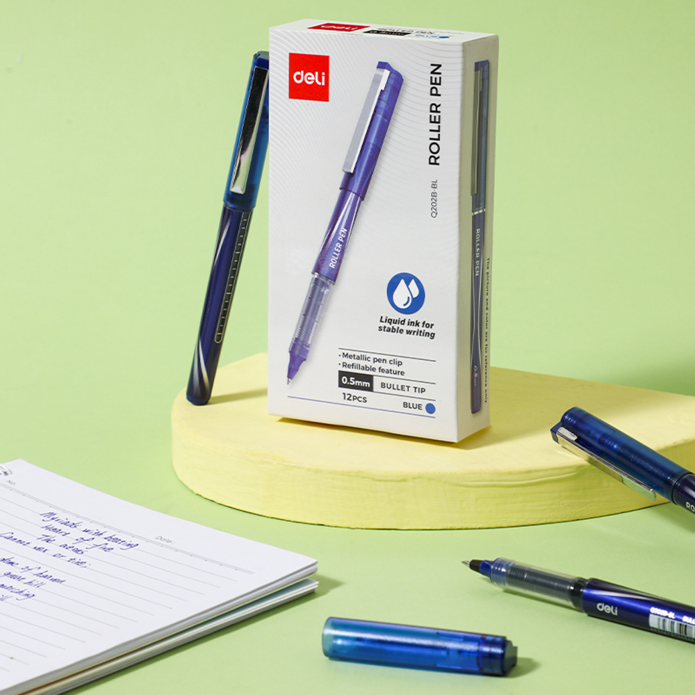 Ручка роллерная DELI "Q202B" синяя, 0,5 мм