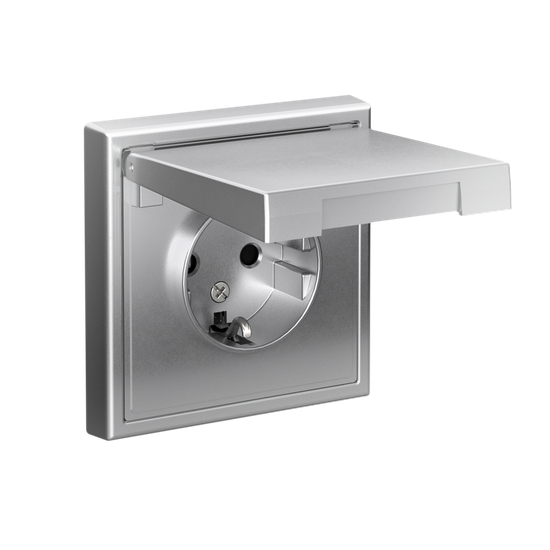 Розетка ArtGallery 16А IP20 с заземл. защ. шторки с крышкой механизм алюм. SE GAL000346