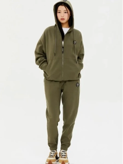 Худи на молнии с капюшоном с металлическим логотипом ladok