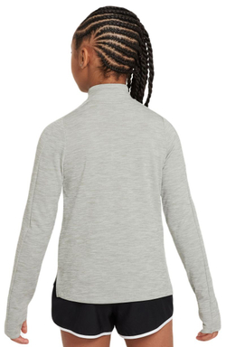 Футболка для мальчика теннисная Nike Kids Dri-Fit Long Sleeve 1/2 Zip Top - dark grey heather/white