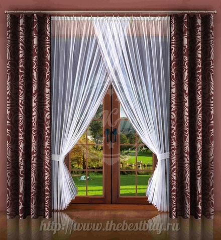 Комплект штор Деби (арт. 1030-1)  - 400х250, (145х250)х2 см. - бордо