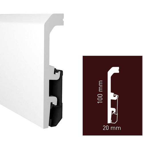 Плинтус дюрополимерный под покраску Arbiton Vega HDPS P1010 Белый 100х20х2400 мм