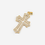 Подвеска "Крестик" с бейлом, фианиты, позолота, 32*20мм