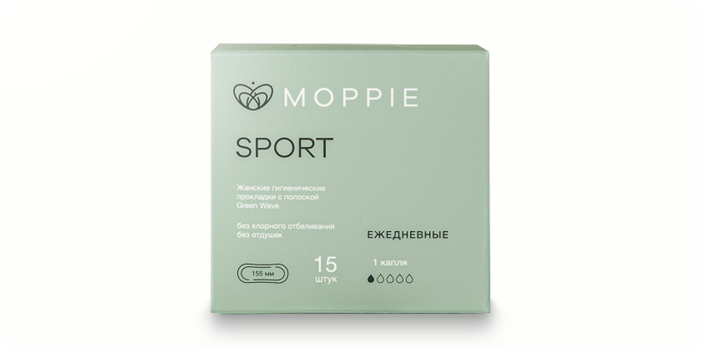Прокладки ежедневные Moppie Sport  155 мм 15 шт (зеленые)