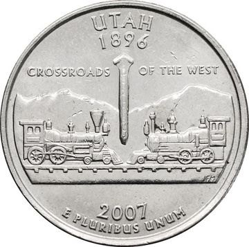 25 центов (1/4 доллара, квотер) 2007 США «Штат Юта» (D)