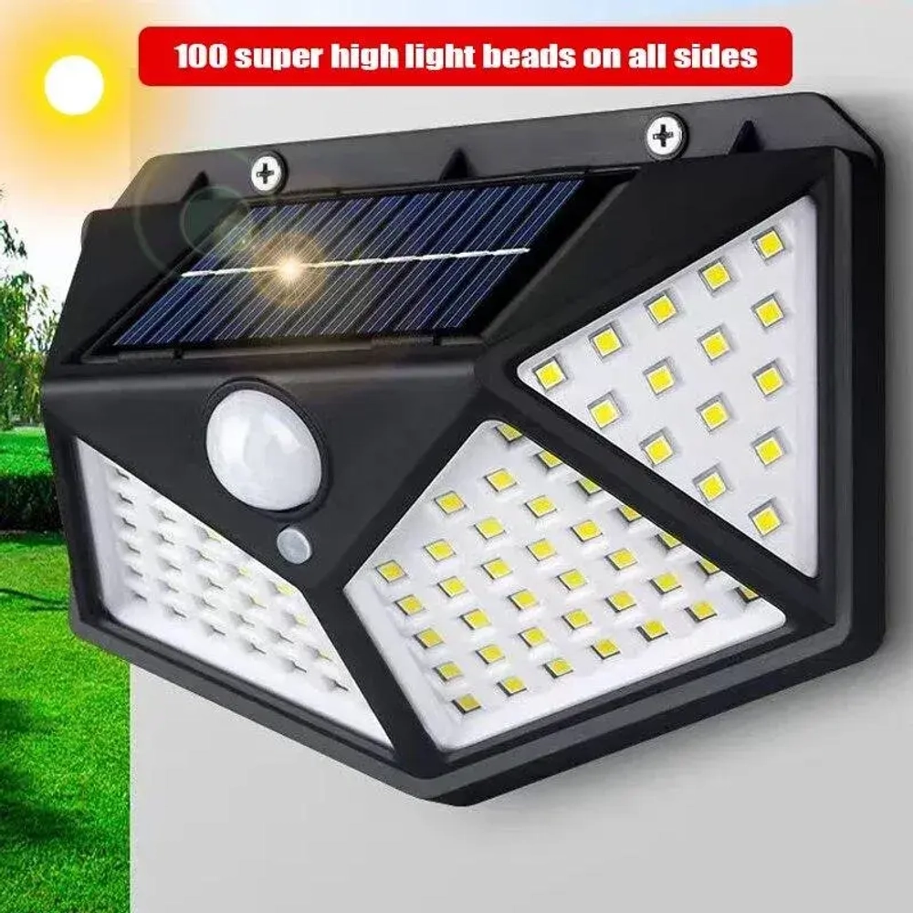 Беспроводной светодиодный светильник 2 шт прожектор с 100 LED лампами на солнечной батарее и датчиком движения