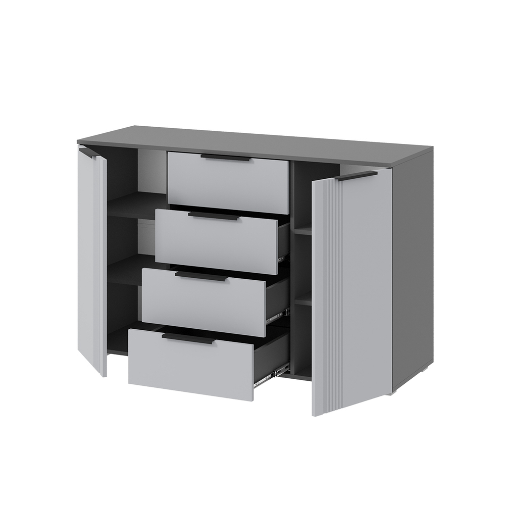 мс для спальни Альмерия КМ-1300 Серый графит / Бархат серый