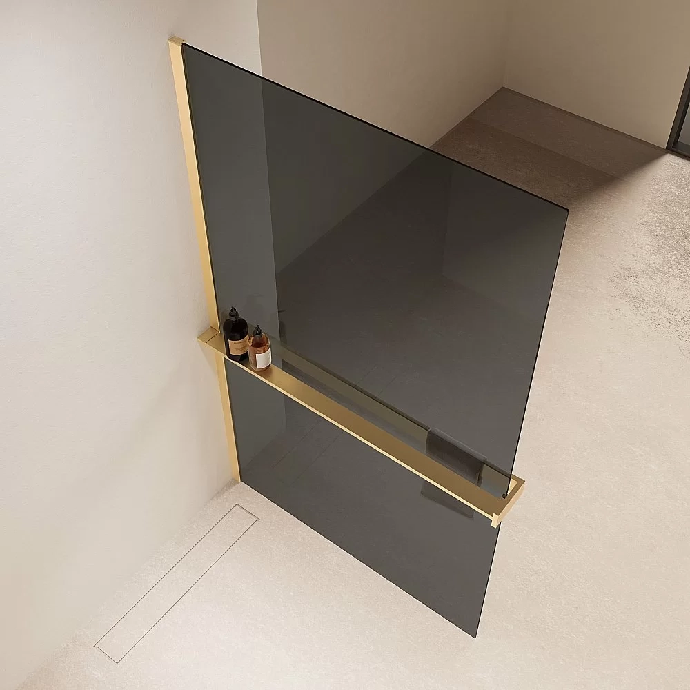 Душевая перегородка Vincea Walk-In VSW-1HR100CGG 100x200 профиль матовый золотой/стекло тонированное