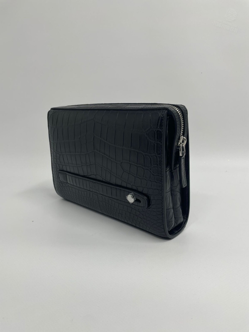 Клатч Hermes из кожи крокодила Noir Palladium Hardware