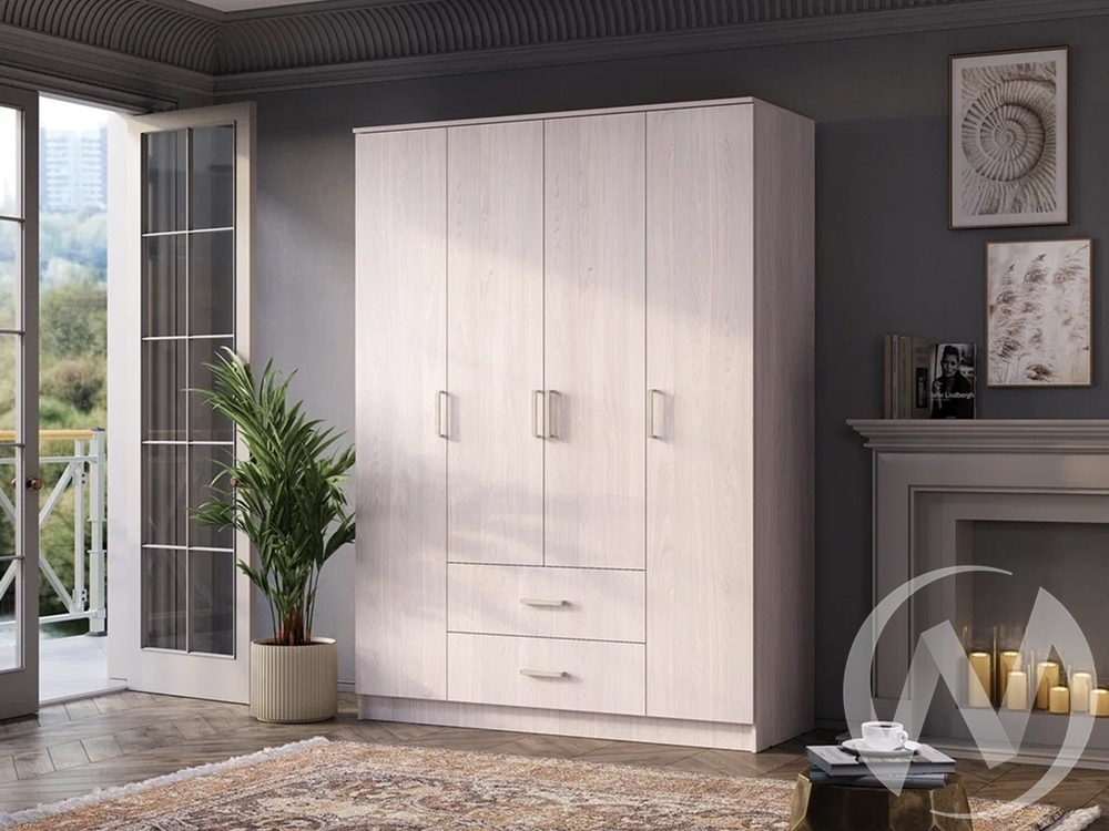 Шкаф 4-х створчатый Титан (ясень белый)