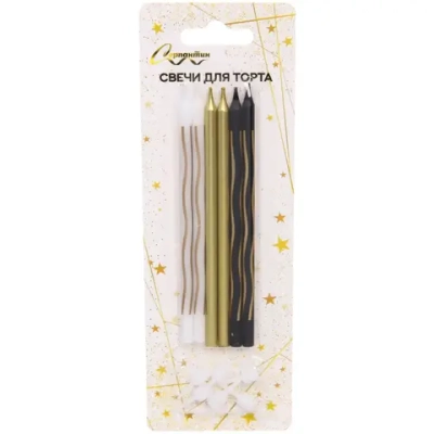 Свечи в торт «Стиль - Витой» 6 шт. 13 см