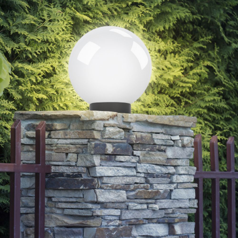 Садово-парковый светильник ЭРА НТУ 01-60-201 шар опаловый на опору / кронштейн IP44 Е27 max60Вт d200mm