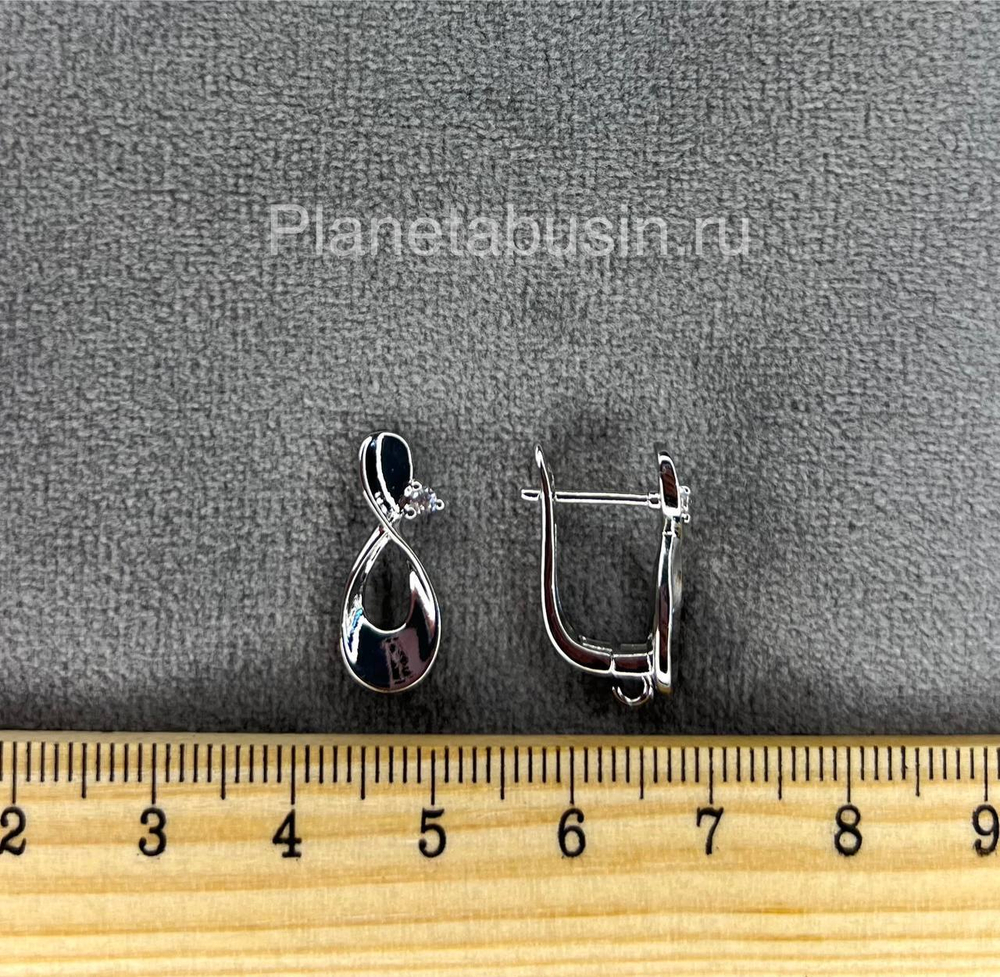 Швензы люкс (Корея) пара петля с цирконом 0482