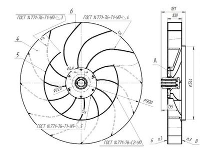 Рабочее колесо дымососа ДН-9