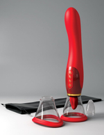 Красный двухсторонний вибростимулятор Ultimate Pleasure 24K Gold Luxury Edition - 25 см. (Цвет: красный)