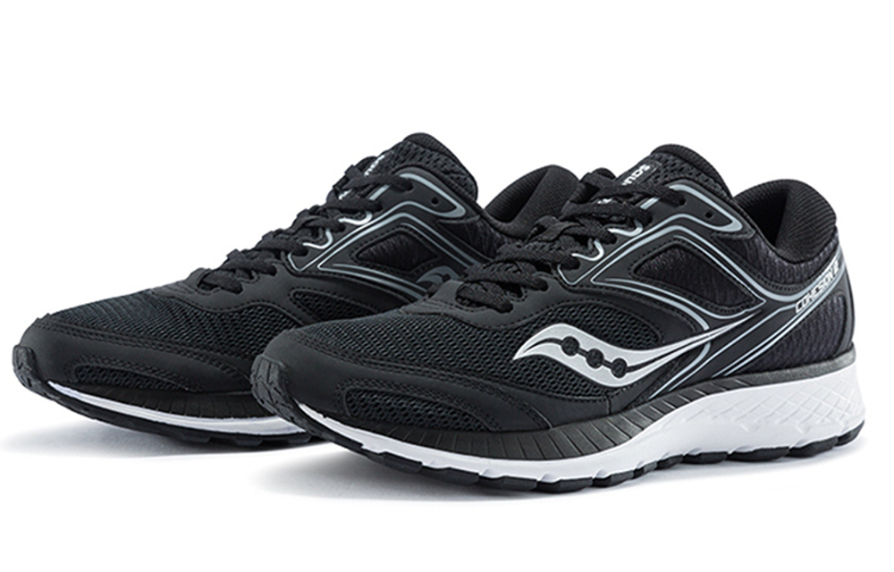 Saucony Cohesion 12 cushioning sports lightweight breathable low-top running shoes men's black M wide