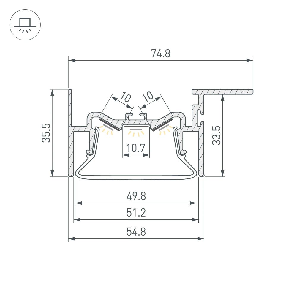 Профиль FOLED-50-CEIL-SIDE-2000 (Arlight, Алюминий) 035770