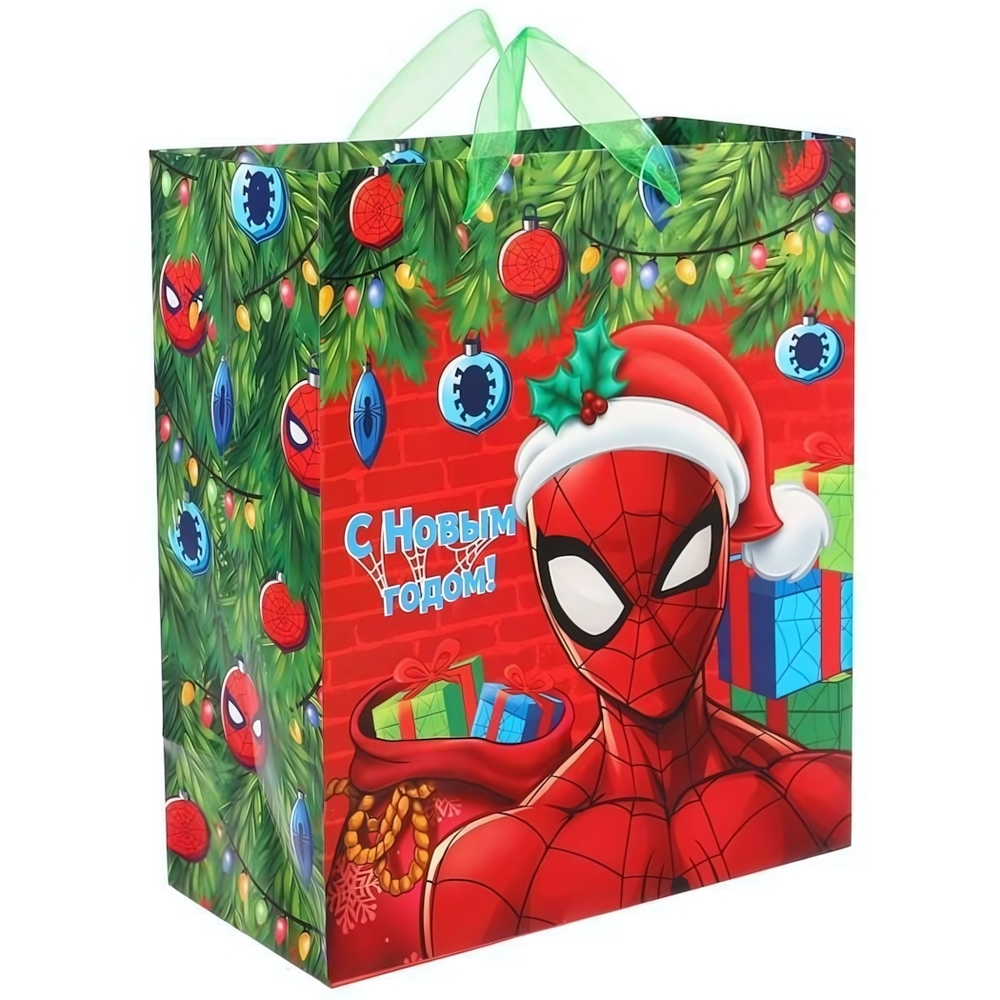 Пакет 23х27х11,5см вертикальный "С Новым годом! Человек-паук" (Disney)