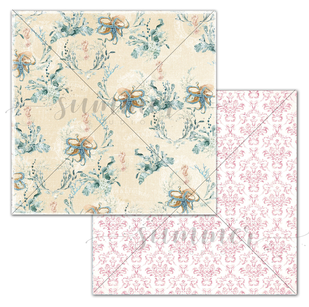 Лист двусторонней бумаги "Gentle sea" 190гр,30,5*30,5см, SS200042021-5