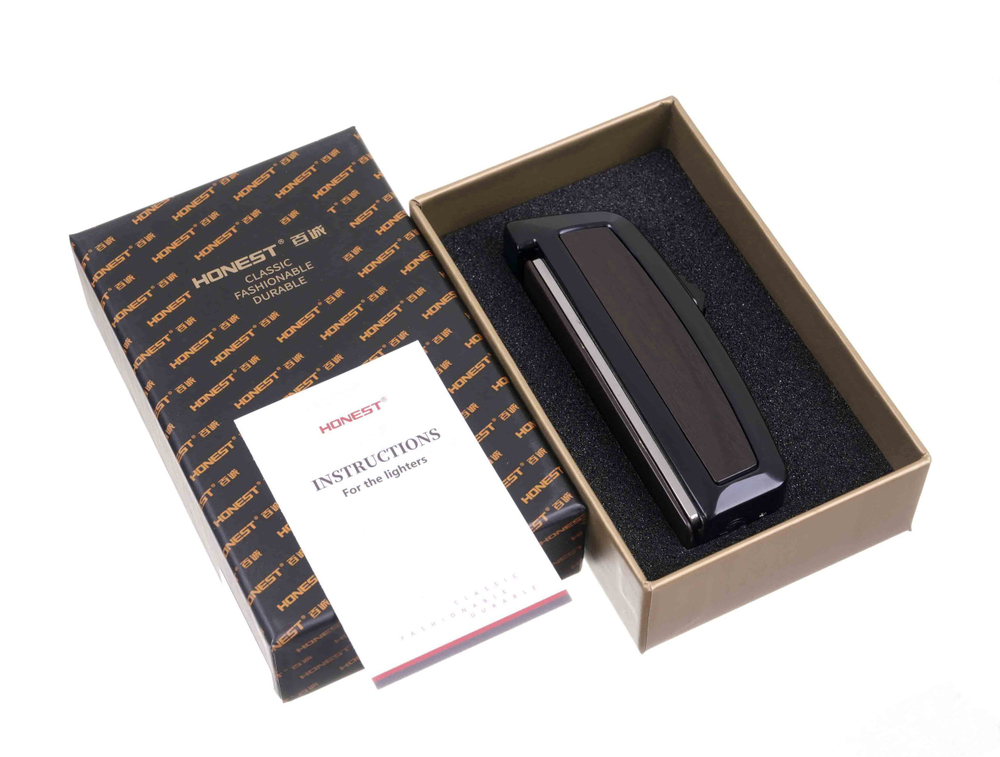 Зажигалка сигарная Honest, с ножницами, черная 823-Black