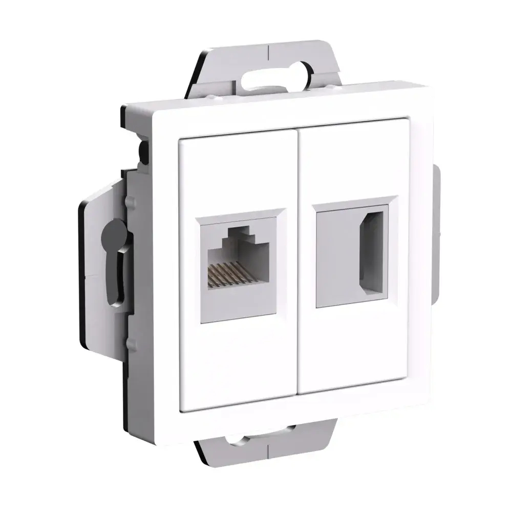 ATLASDESIGN РОЗЕТКА двойная HDMI+RJ45, кат. 5е, механизм, БЕЛЫЙ