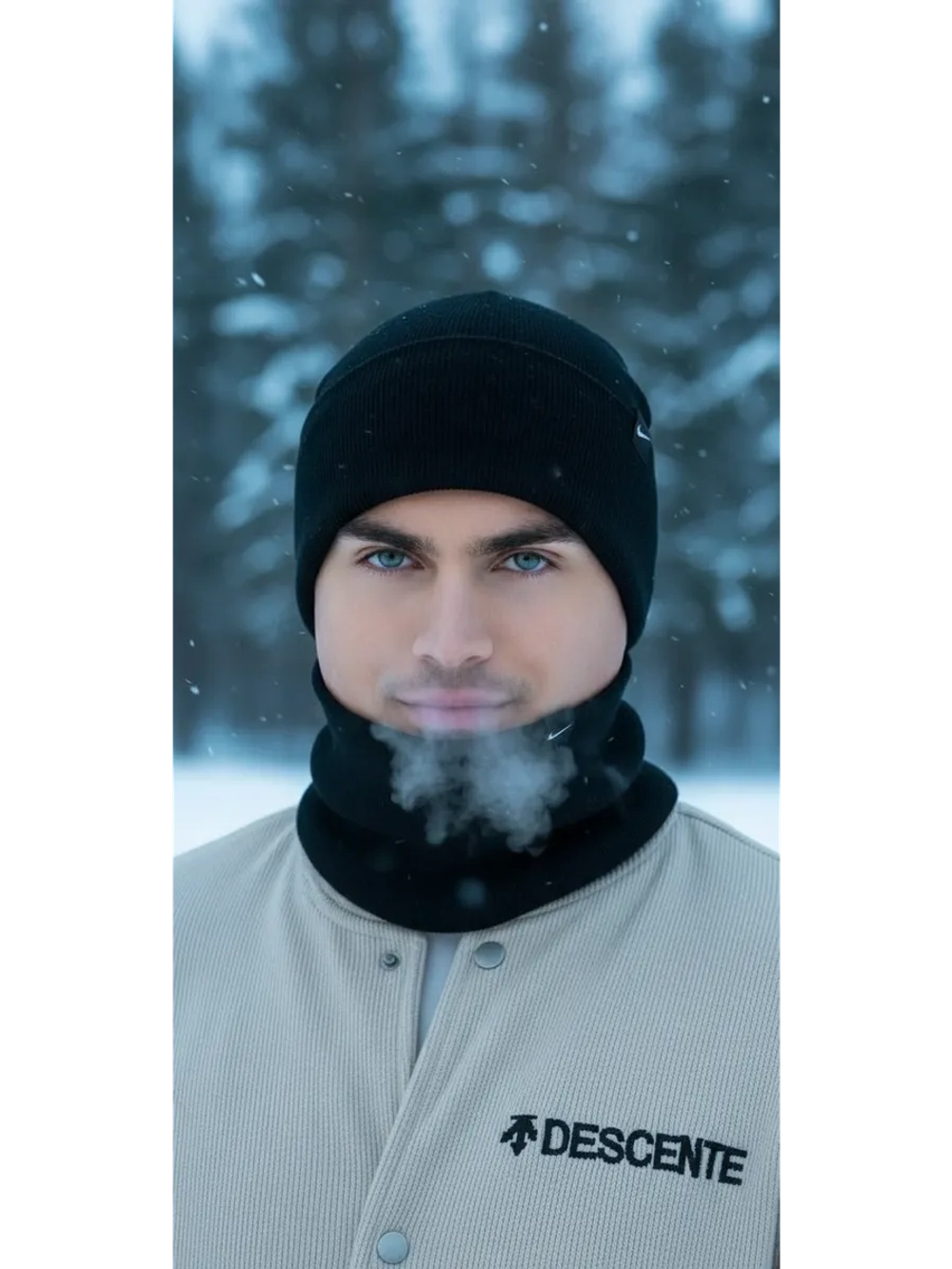 Зимний комплект вязаная шапка бини и тёплый снуд-бафф