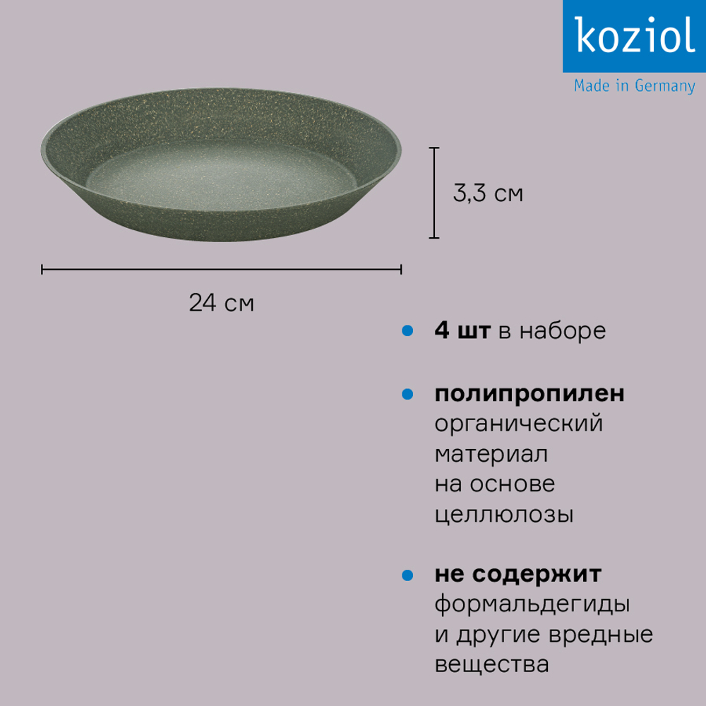 Набор тарелок connect, organic, D24 см, 4 шт, темно-серый
