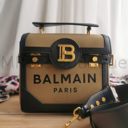 Текстильная коричневая сумка B-Buzz 23 Balmain