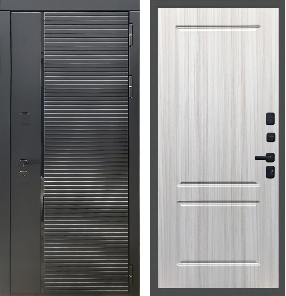 Входная металлическая дверь Рекс 30 Кварц черный / ФЛ-117 Сандал белый