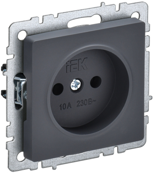 BRITE Розетка 1-местная без заземления без защитных шторок 10А РС10-1-0-БрГ графит IEK