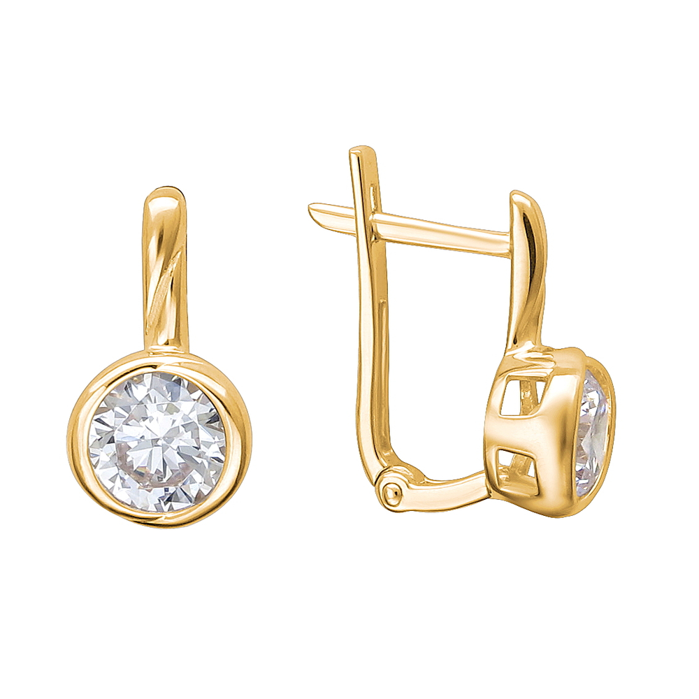 Серьги с фианитом из жёлтого золота 585 пробы JA-S-С1312768