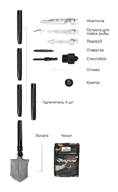 Мультитул Лопата Adimanti HK002 16в1 118см