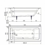 Ванна чугунная Delice Parallel Comfort DLR220506RB 180х80 белая с черными матовыми ручками