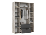 Шкаф для одежды распашной с полками и штангой 4 створки Браш Графит/Дуб Юкон 160х 51х 223 см