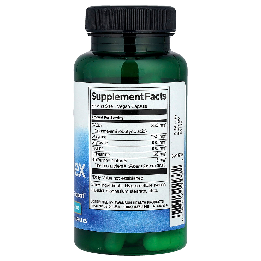 Swanson, GABAplex с L-тирозином и L-теанином, 60 веганских капсул