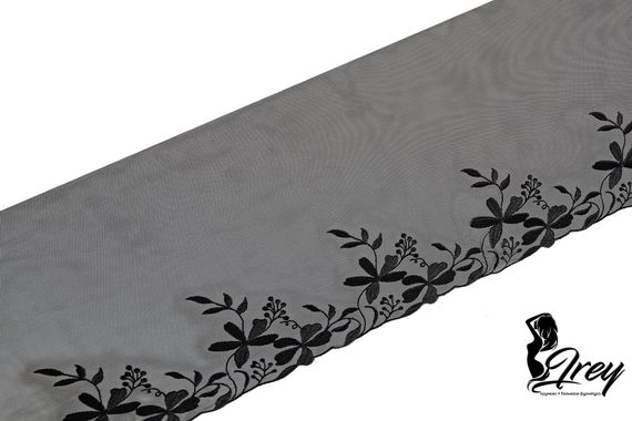 05-113 ОПТ Вышивка на неэл. сетке 22 см, черный (правая)