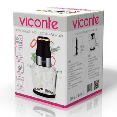 Кухонный процессор Viconte VC-448 1200W, чаша 2л, 2 скорости
