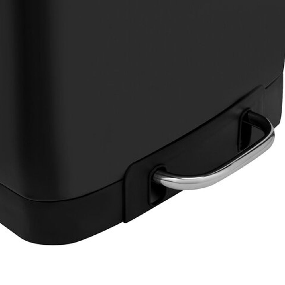 Ведро мусорное с педалью 12 л, крышка с доводчиком, черное матовое, металл, LAIMA ULTRA, 701565