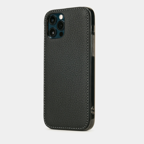 Чехол-накладка для iPhone 12 Pro Max из кожи черного теленка