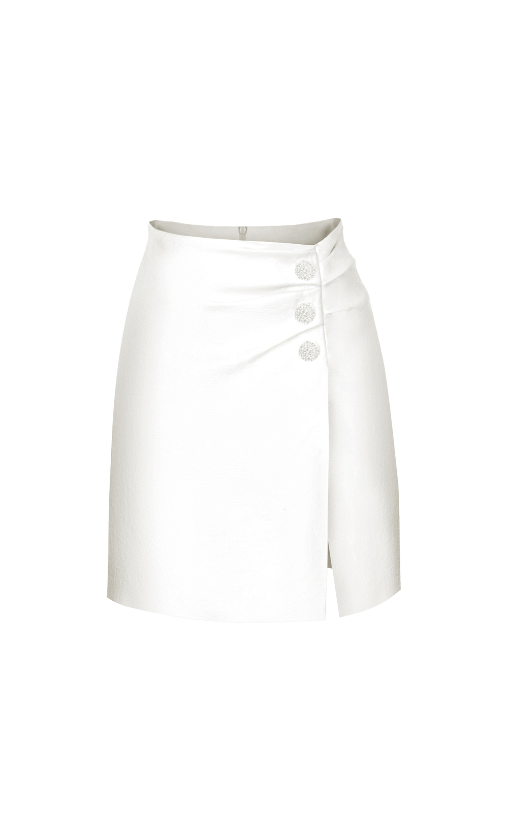 Юбка мини льняная драпированная с пуговицами