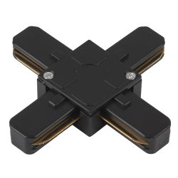 Коннектор ЭРА TR7-C 2W X BK для однофазного шинопровода Х-образный черный | Однофазный шинопровод и аксессуары