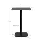 Высокий садовый столик Dina черный на черном металлическом основании 60 x 60 x 96 см