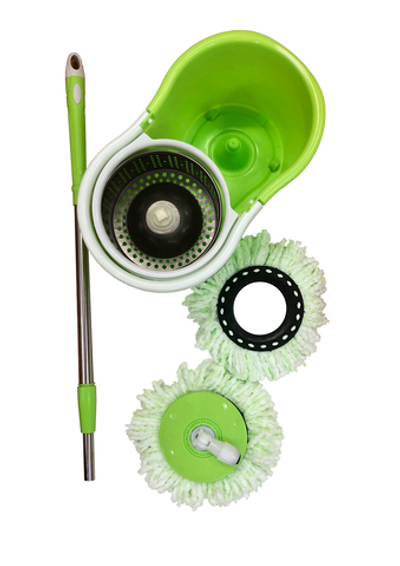 Швабра с ведром для отжима и полоскания в комплекте с запасной насадкой для швабры