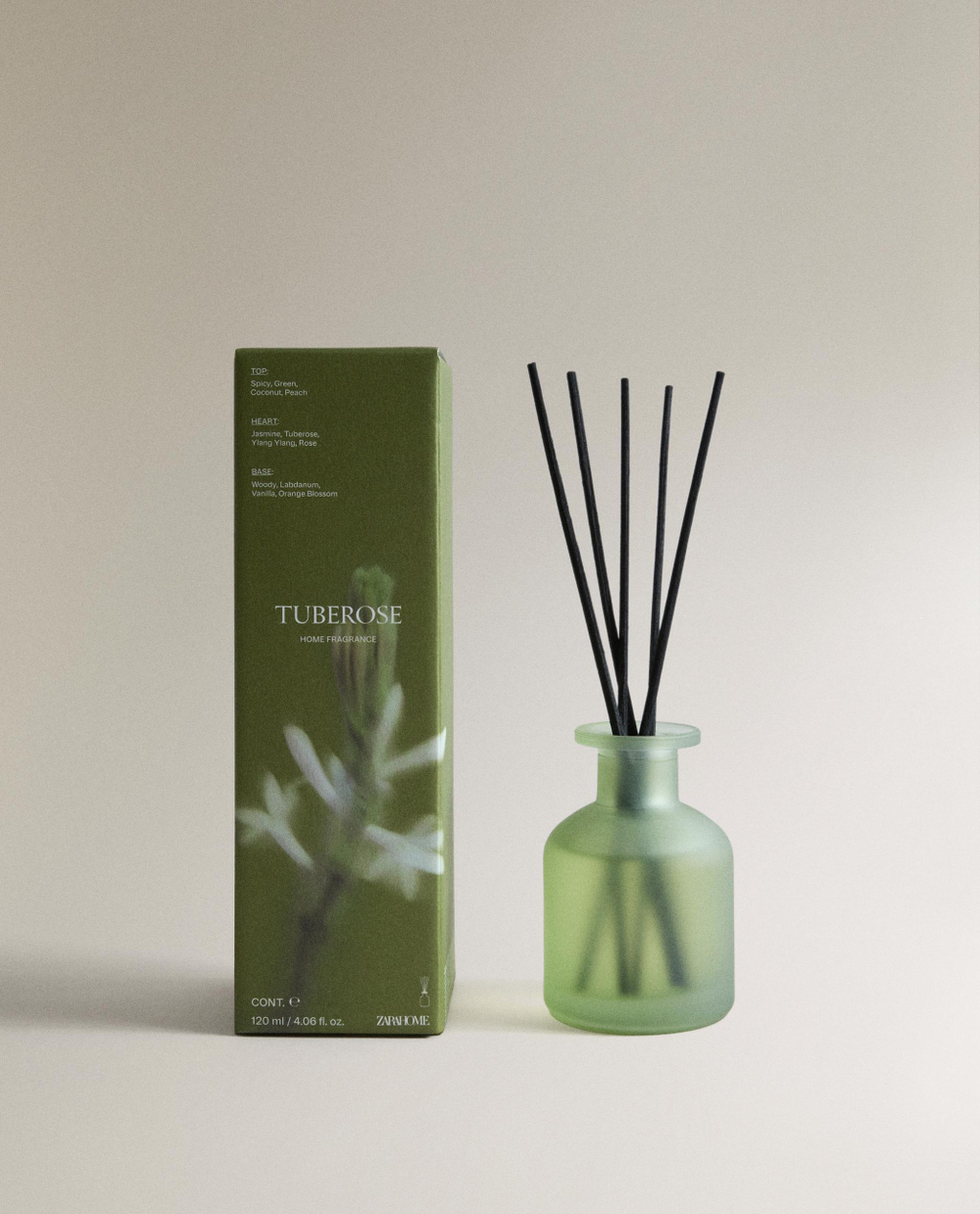 Zara Home Ароматический диффузор с палочками Tuberose, 120 мл, аромат для дома