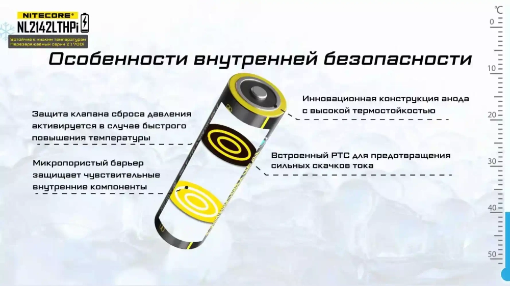 Аккумулятор Nitecore 21700 Li-ion PCB 4200 mAh морозостойкий 15A