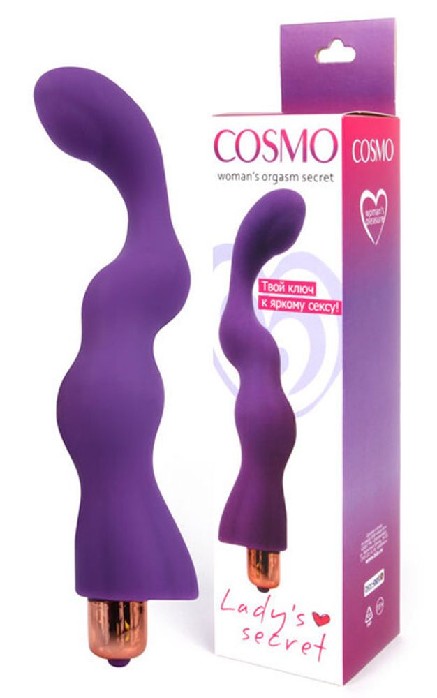 Изогнутый вибромассажер переменного диаметра Cosmo Lady&#39;s Secret, (18 см) (Цвет: фиолетовый)