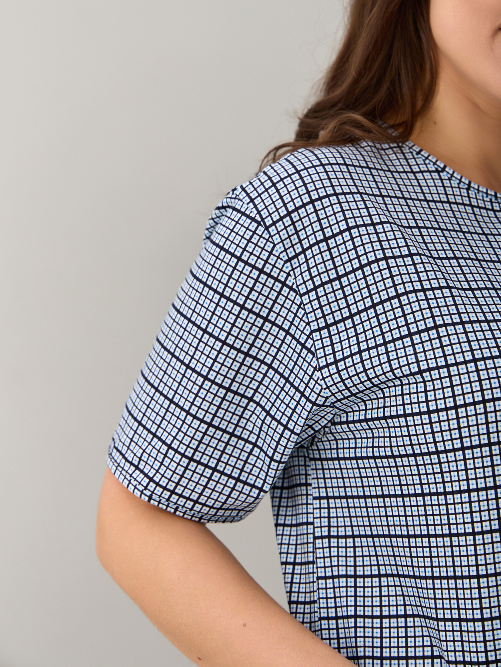 Туника Т-012/клеточкасиний-голубая