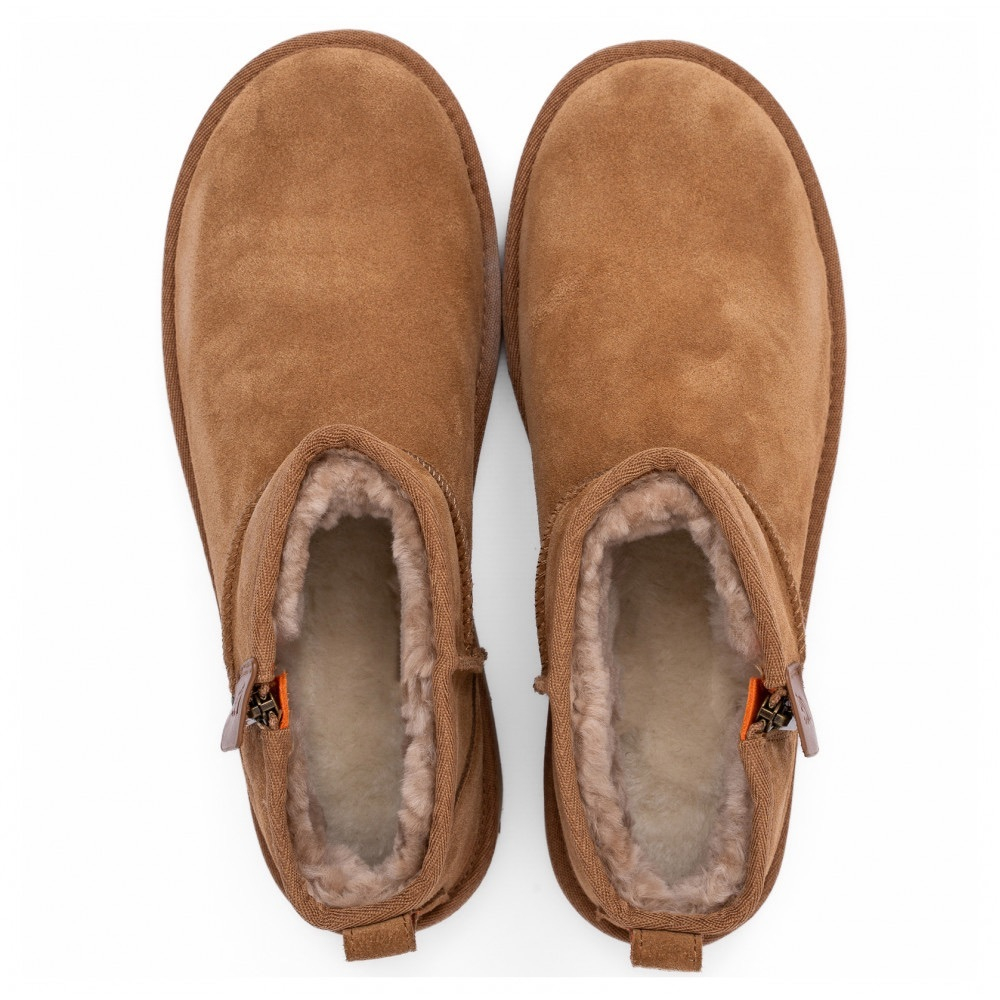 Ugg Mens Classic Ultra Mini Zip Boot Chestnut