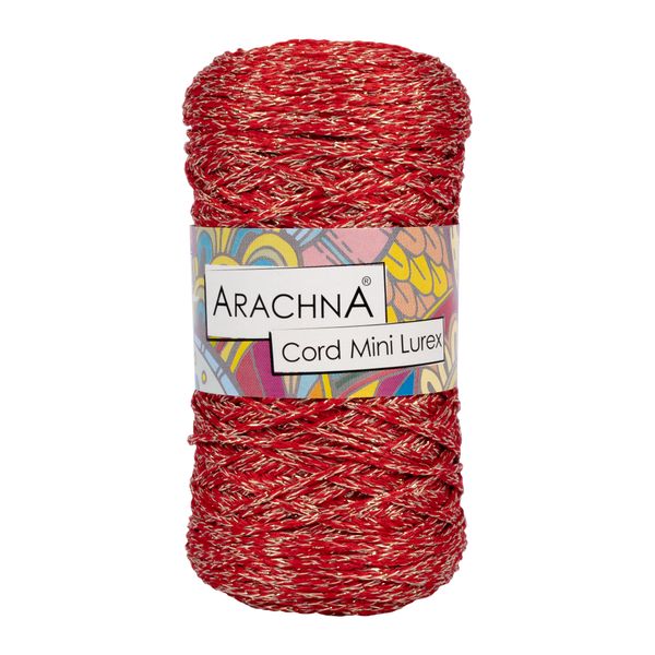 Пряжа Arachna Cord Mini Lurex / уп.3 мот. по 75г, 200 м, 04 красный-золото